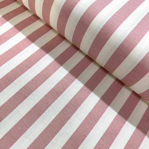 Dusty Rose  Striped Canvas Fabric, Water Repellent Cotton Outdoor Home Textile Furniture, Chair Sofa Bench Upholstery Fabric By The Yard