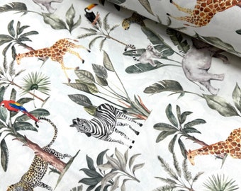 Tropic Safari %100 Cotton Fabric By Yard, Fabric for Pajamas, Bed Sheets, Duvet Covers, Pillows, Makeup Bags, Organizer, Quilting Fabric