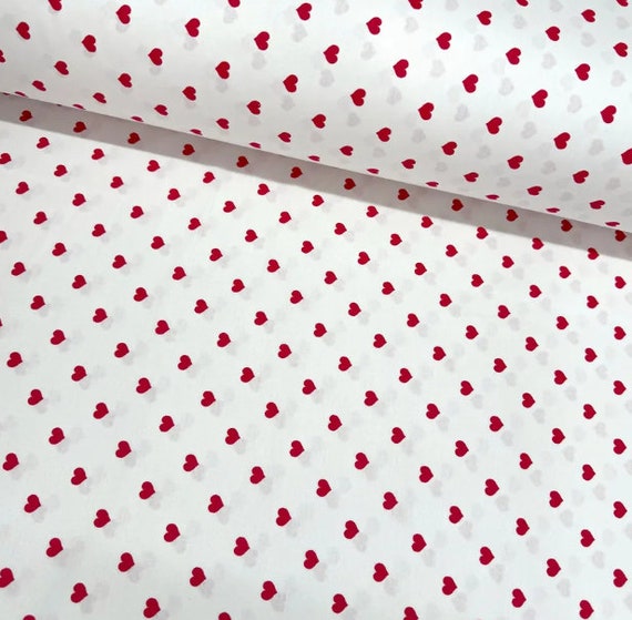 Small Red Hearts 100% Cotton Fabric, 94" Wide