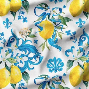 Blauer Barock Art Lemon Bedruckter Polsterstoff, Tischdecke, für Tischdecke, für die Schürze, für Kissen, als Vorhang, für ein Sofa