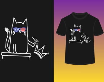 Cat No Kings in America Funny Political Cat Lady T-Shirt , Digital PNG , SVG