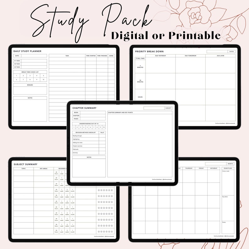 Student Planner Printable Study Planner Study Organizer College Planner