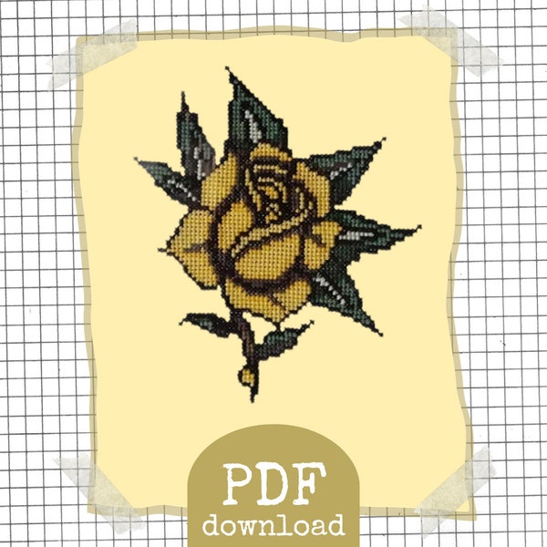 American Traditional Tattoo Flash Roses Vol. 1 Modern Counted Cross-stitch Pattern Set