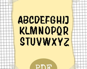 Hand-paint Letter Alphabet (Large Size) Counted Cross Stitch Pattern