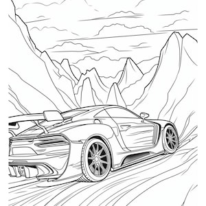 Sports Cars Coloring Pages For Kids, Digital Coloring Pages, Great Gift For Kids, Gift For Sports Cars Lovers, Coloring Book image 5