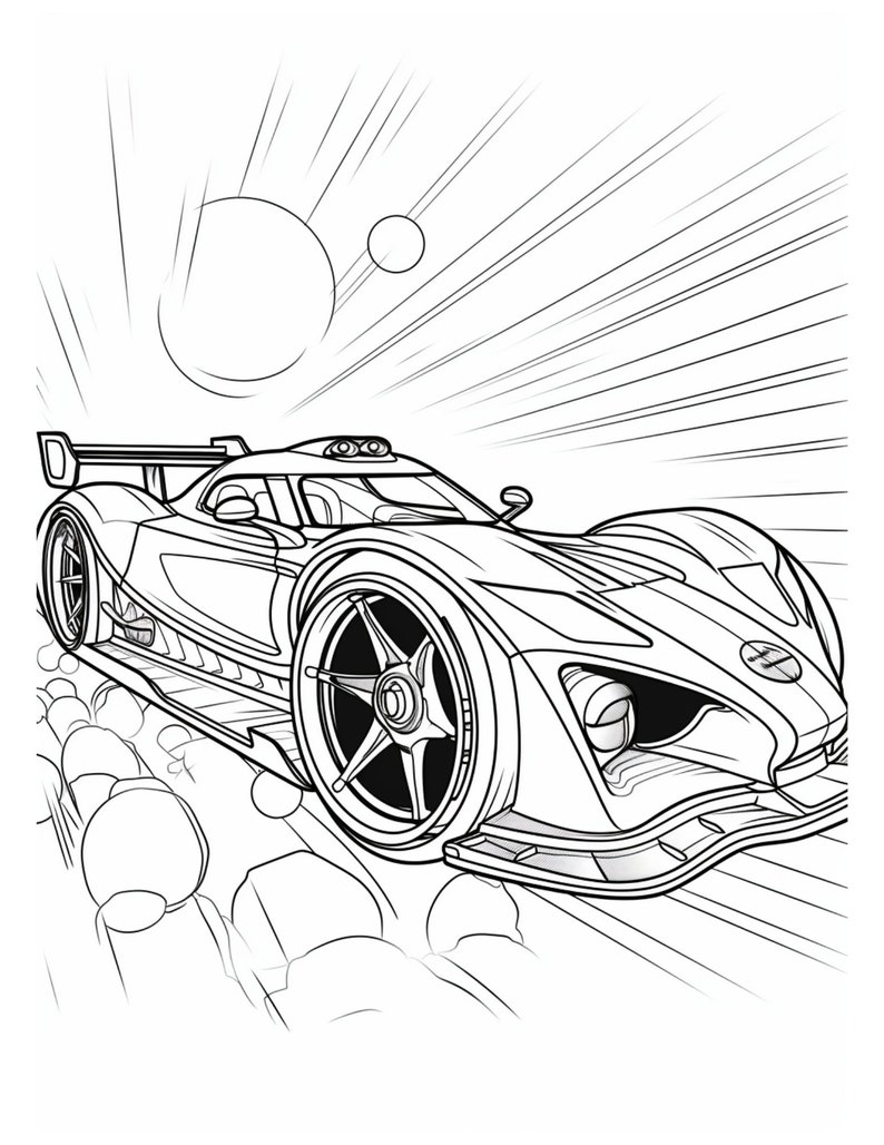 Sports Cars Coloring Pages For Kids, Digital Coloring Pages, Great Gift For Kids, Gift For Sports Cars Lovers, Coloring Book image 2