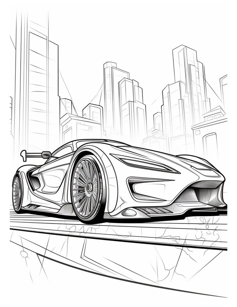 Sports Cars Coloring Pages For Kids, Digital Coloring Pages, Great Gift For Kids, Gift For Sports Cars Lovers, Coloring Book image 3