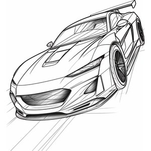 Sports Cars Coloring Pages For Kids, Digital Coloring Pages, Great Gift For Kids, Gift For Sports Cars Lovers, Coloring Book image 1