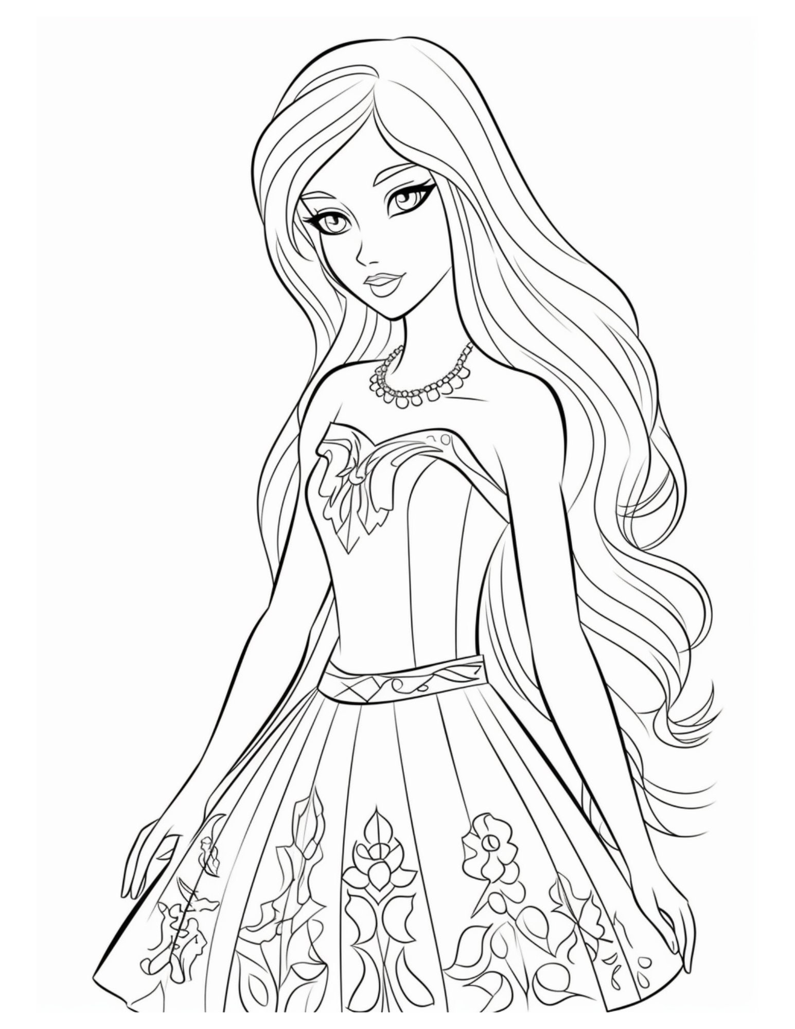 Barbie Styled Coloring Pages for Kids, Digital Coloring Pages, Great ...