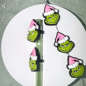 Grinch Straw Toppers/ Reusable Straw Covers 