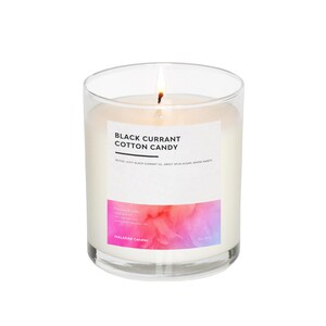 Black Currant & Cotton Candy 8oz Medium Candle | Sweet Spun Sugar Amber Berry Candle