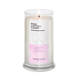 Pink Cotton Candy Scented Candle | Single Wick | Cotton Candy Scent Candle | Tall Candy Scented Candle | Unique Coconut-Soy Wax Candle