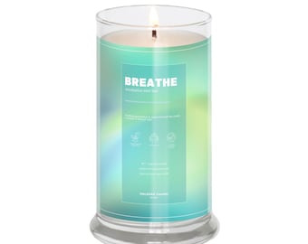 Breathe - Eucalyptus Mint Tea Scented Candle | Eucalyptus Spearmint Single Wick | Soothing Mint Scent Candle | Tall Scented Candle