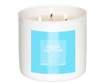 フレッシュコットン | 3芯の香り付きキャンドル | フレッシュなランドリーの香り | クリーンなコットンの香り | リフレッシュキャンドル | クリーンなランドリーキャンドル