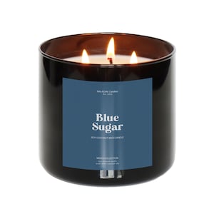 Blue Sugar 15oz 3-Wick Candle | Vanilla Sugar Tobacco Scented Masculine Candle | Blue Sugar Cologne Candle