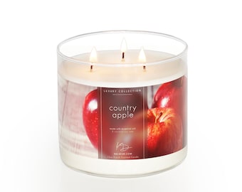 Świeca zapachowa Country Apple 3-Wick 15oz | Orzeźwiający i owocowy | Wosk sojowy