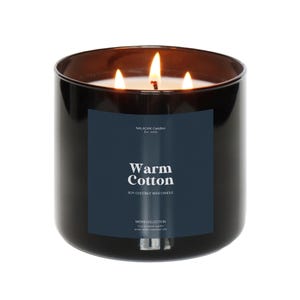 Warm Cotton 15oz 3-Wick Soy Candle | Fresh Laundry Scented Masculine Candle | Clean Cotton Candle For Guys