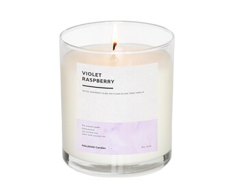 Vela de soja mediana de 8 oz con sabor a frambuesa violeta