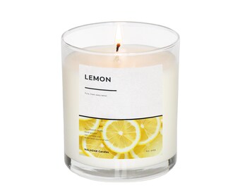 Vela de limón, vela de limón puro y fresco, vela de soja perfumada de una sola mecha de 8 oz