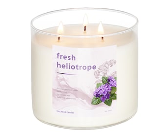 Fresh Heliotrope 3-Wick Scented Candle | Natural Soy Wax | Refreshing Floral Blend | Fresh Heliotrope Bloom Scent