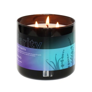 Clarity - Lavender Vanilla | 3-Wick Scented Candle | Wax Melts  Aromatic & Refreshing Natural Soy Wax Blend Soothing Lavender Vanilla Candle