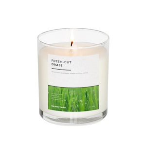 Fresh-Cut Grass Candle, Fresh Lawn & Rain Scented Candle, 6oz Single Wick Scented Soy Candle