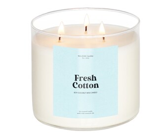 フレッシュコットン | 3芯の香り付きキャンドル | フレッシュランドリーの香り | クリーンコットンの香り | リフレッシュキャンドル | クリーンランドリーキャンドル