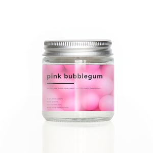 Pink Bubblegum 2.4oz Little Candle Sweet Spun Sugar Candy Bubblegum Fair Mini Small Gift