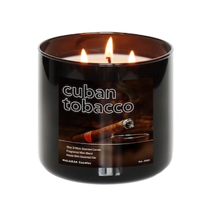 Cuban Tobacco 3-Wick Scented Candle | Strong Wax Blend | Rich Warm Nostalgic Scent