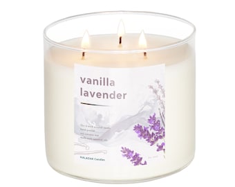 Vanilla Lavender 3-Wick Scented Candle | Vanilla Lavender Scent | Creamy Cozy Smell | Aromatic & Warm Scented