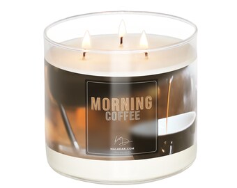 Morning Coffee 3-Wick 15oz Scented Soy Candle | Fresh Brewed Coffee Scent | Aromatic Morning Scent | Coffee Scented Candle