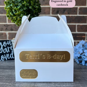 Happy birthday gift box, Gable Box for favor, snack packaging, engraved Favor Boxes
