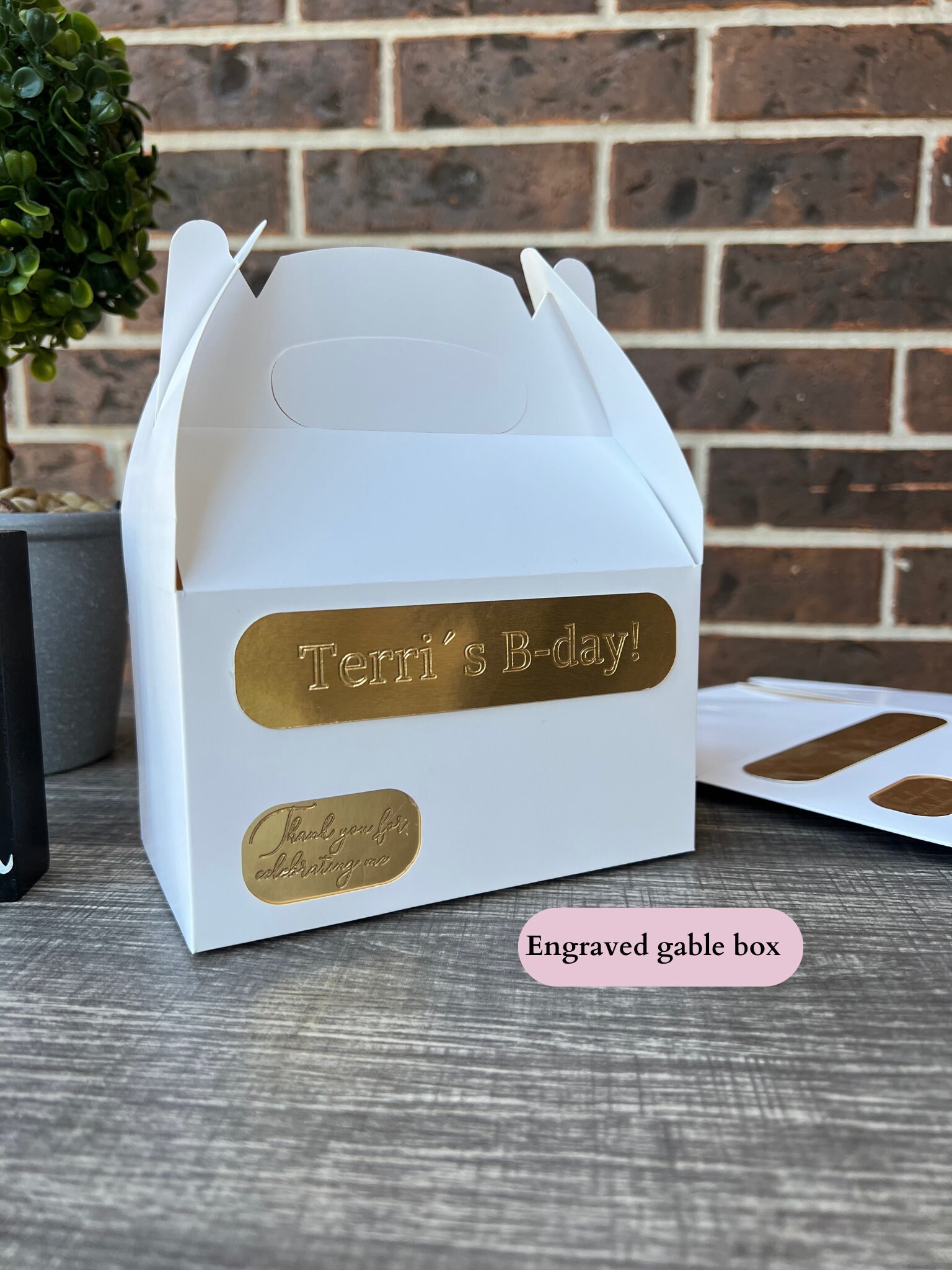 Happy Birthday Gift Box, Gable Box for Favor, Snack Packaging, Engraved ...