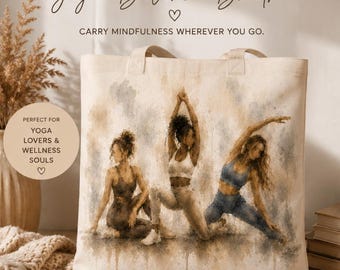Yoga Tote Bag | Yoga Gift for Her | Pilates Tote Bag | Wellness Gift | Mindful Living Bag | Reusable Canvas Tote | Fitness Lover Gift