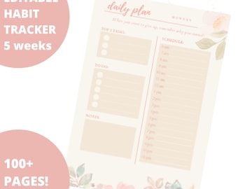 Daily Habit Tracker and To Do List / Daily + Weekly + Monthly Minimalist Vintage Tracker / Daily and Monthly TO DO LIST