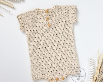 Modèle de barboteuse au crochet pour garçon + vidéo (du 0 au 18 mois, aux États-Unis)