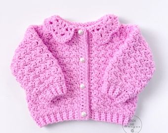 Patron de cardigan au crochet : lilas, tailles 0-6 ans (patron PDF) termes américains, anglais uniquement