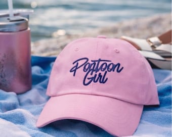 Pontonflickahatt, sjölivshatt, sommarbåthatt, broderad basebollkeps, sjöhelgoutfit, present till henne, semesterhatt