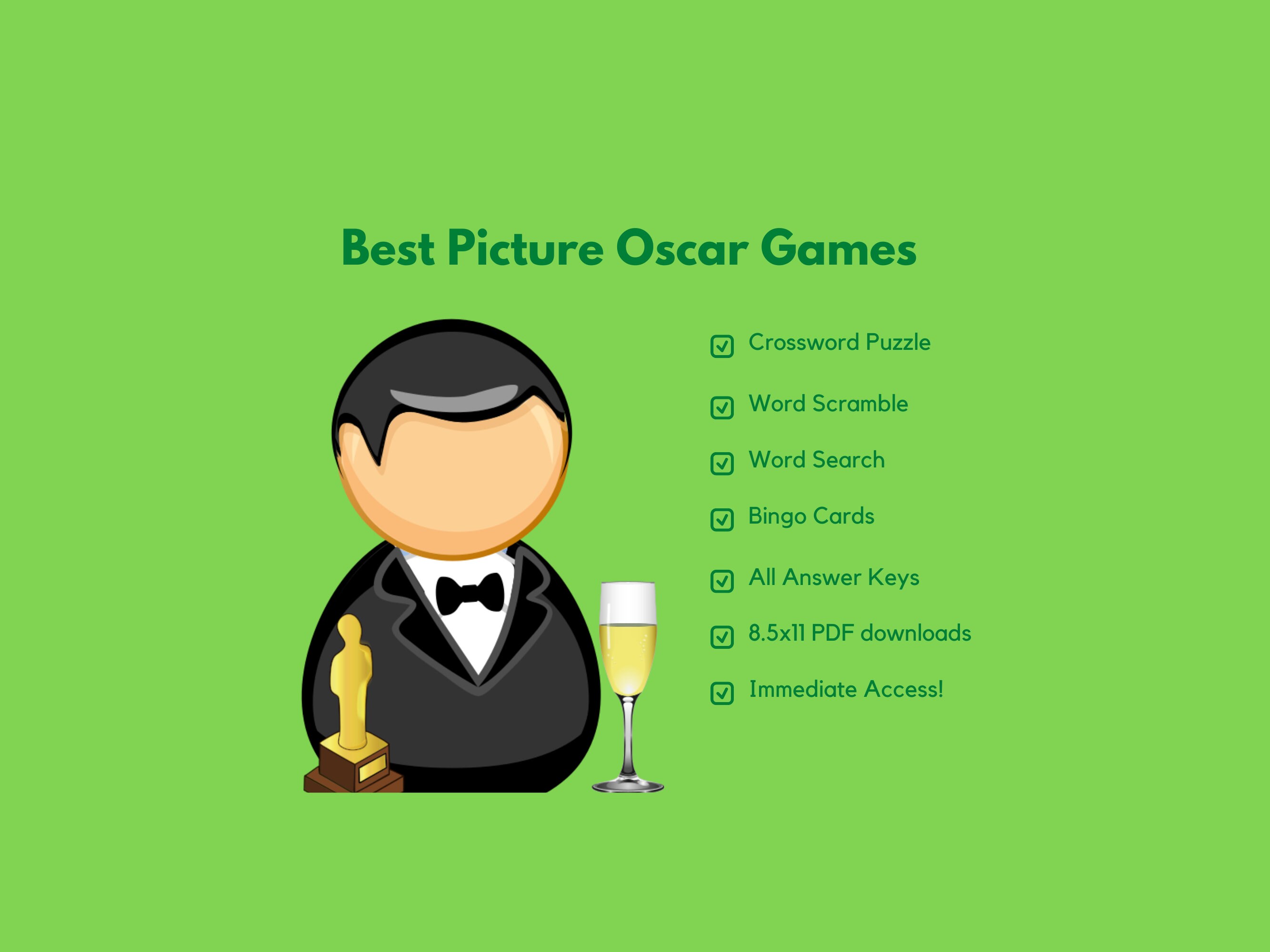 Best Picture Oscar Winners Crossword Puzzle, Printable Word Search