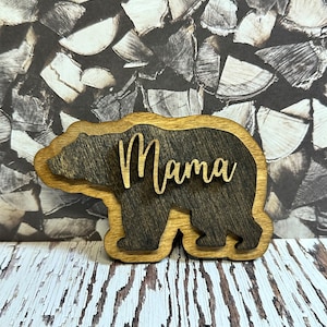 Mama bear magnet, Bear magnet, Rustic magnet, animal magnet, Bear