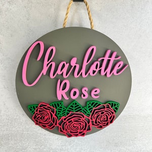 Custom baby name sign, Nursery name sign, Baby shower, Personalized name sign, Custom name plaque, Baby name, Round name sign