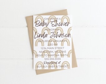 Rainbow Baby Shower Invitation Template/Printable Shower Invite/Editable Digital Download/Boho Rainbow Baby Shower