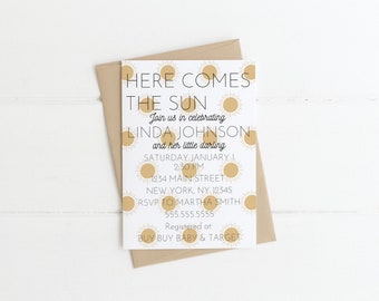 Sun Baby Shower Invitation Template/Printable Shower Invite/Gender Neutral Editable Digital Download/Sunshine Baby Shower