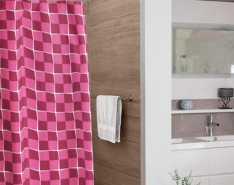 Blush Pink Shower Curtain - Elegant Checkerboard Polyester Fabric