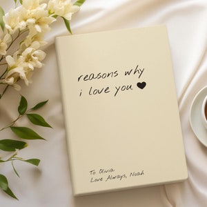 Razões pelas quais eu te amo Caderno pautado personalizado Presente de aniversário Presente de noivado Presente de casamento Carta de proposta romântica Caderno personalizado