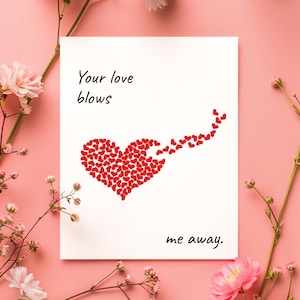 Your Love Blows Me Away Card Couple Love Card Anniversary Card Valentine&#39;s Day Card Romantic Card (1, 10, 30, and 50pcs)