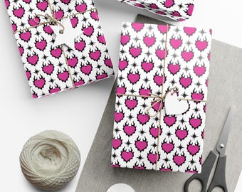 Gothic Heart Wrapping Paper, Edgy Halloween Gift Wrap