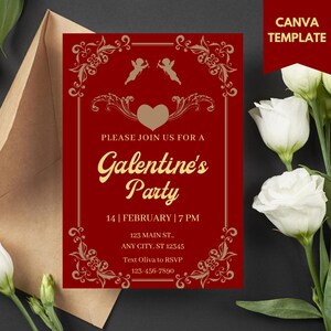 Galentines Day Einladung Digital Galentine's Day Einladen Galentine's Party Bearbeitbare Einladung Galentine's Day Party
