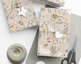Woodland Creature Wrapping Paper: Forest Animals, Eco-Friendly Inks
