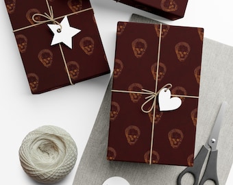Gothic Skull Print Wrapping Paper: Halloween, Dark Gift Wrap